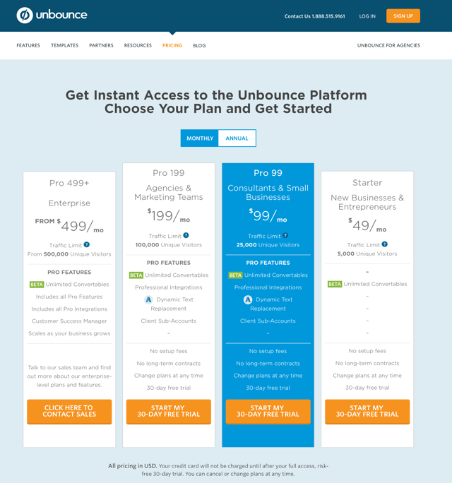 Unbounce Pricing - 5 Quick Ways SaaS and Software Companies Can Dramatically Improve their Digital Marketing