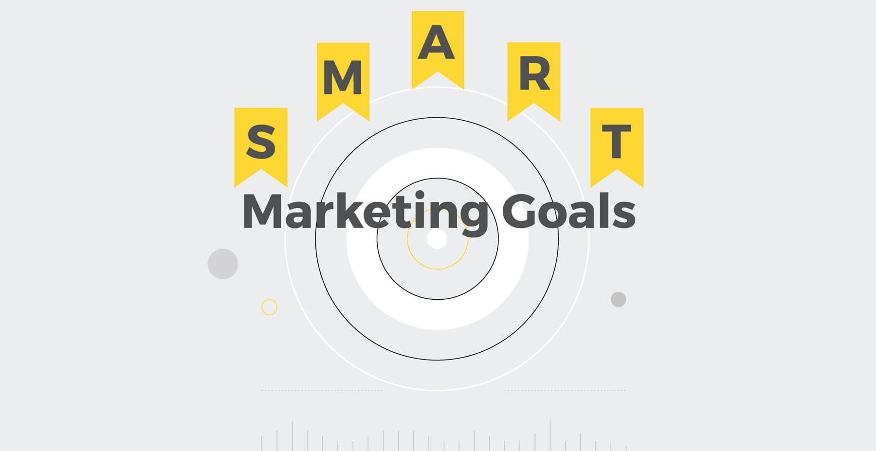 SMART marketing goals concept illustration with target behind words